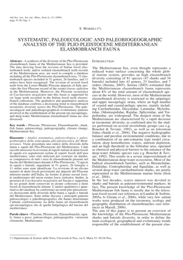 Systematic, Paleoecologic and Paleobiogeographic Analysis of the Plio-Pleistocene Mediterranean Elasmobranch Fauna