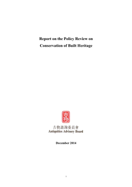 Report on the Policy Review on Conservation of Built Heritage