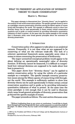 What to Preserve? an Application of Diversity Theory to Crane Conservation*