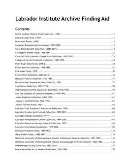 Labrador Institute Archive Finding Aid