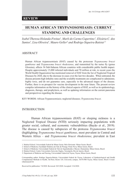 Review Human African Trypanosomiasis: Current