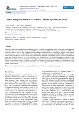 The Non-Indigenous Fishes in the Fauna of Ukraine: a Potentia Ad Actum