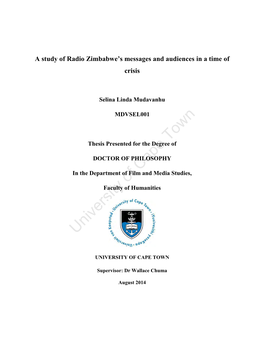 A Study of Radio Zimbabwe's Messages and Audiences in a Time Of