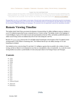 Remote Viewing Timeline