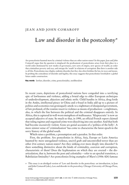 Law and Disorder in the Postcolony*
