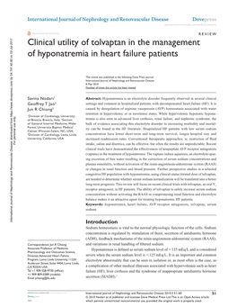 Clinical Utility of Tolvaptan in the Management of Hyponatremia in Heart Failure Patients