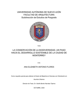 UNIVERSIDAD AUTÓNOMA DE NUEVO LEÓN FACULTAD DE ARQUITECTURA Subdirección De Estudios De Posgrado