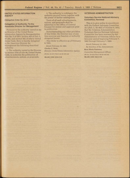 Federal Register / Vol. 48, No. 41 / Tuesday, March 1, 1983 / Notices 8621