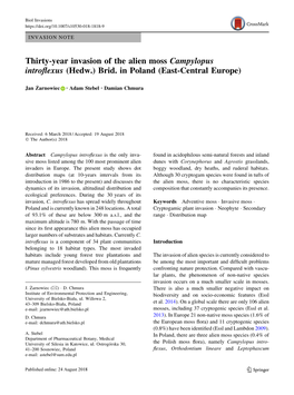 Thirty-Year Invasion of the Alien Moss Campylopus Introflexus (Hedw.)