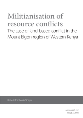 The Case of Land-Based Conflict in the Mount Elgon Region of Western Kenya