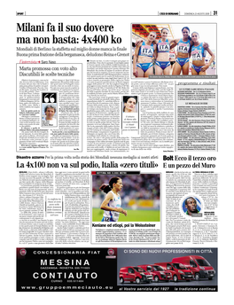 4X400 Ko Mondiali Di Berlino: La Staffetta Sul Miglio Donne Manca La Finale Buona Prima Frazione Della Bergamasca, Deludono Reina E Grenot