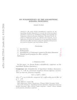 On Subadditivity of the Logarithmic Kodaira Dimension 3