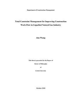 Total Constraint Management for Improving Construction Work Flow in Liquefied Natural Gas Industry