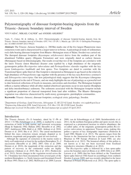 Palynostratigraphy of Dinosaur Footprint-Bearing Deposits from the Triassic–Jurassic Boundary Interval of Sweden