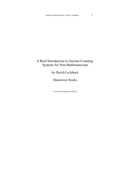 A Brief Introduction to Ancient Counting Systems for Non-Mathematicians