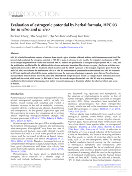 Evaluation of Estrogenic Potential by Herbal Formula, HPC 03 for in Vitro and in Vivo