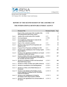 Report of the Second Session of the Assembly Of