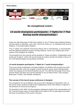 7 Fights for 7 Thai Boxing World Championships !