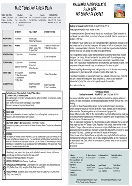 MASS TIMES and PARISH DIARY 5 May 2019