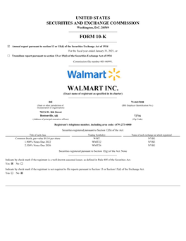 WALMART INC. (Exact Name of Registrant As Specified in Its Charter) ______