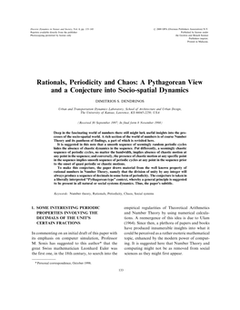 Rationals, Periodicity and Chaos: a Pythagorean View and a Co ]Ecture Into Socio-Spatial Dynamics