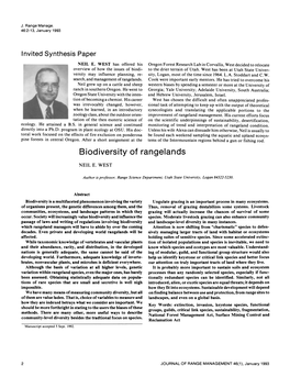 Biodiversity of Rangelands