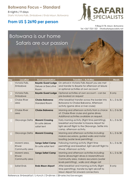 8 Nts Botswana Focus Standard GT Checked EW