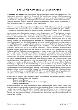 Basics of Continuum Mechanics