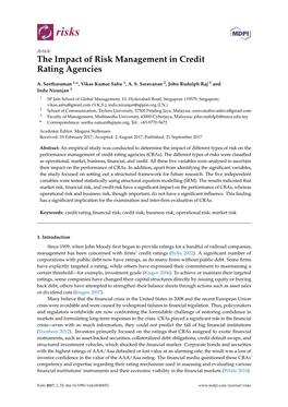 The Impact of Risk Management in Credit Rating Agencies