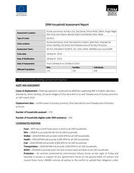 ERM Household Assessment Report