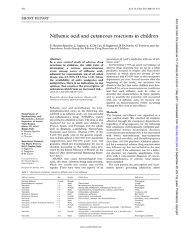 Niflumic Acid and Cutaneous Reactions in Children