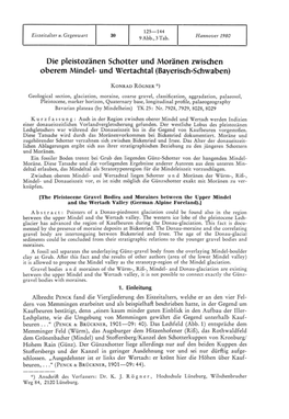 Die Pleistozänen Schotter Und Moränen Zwischen Oberem Mindel- Und Wertachtal (Bayerisch-Schwaben)