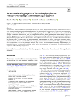 Bacteria-Mediated Aggregation of the Marine Phytoplankton Thalassiosira Weissflogii and Nannochloropsis Oceanica