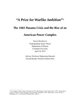 The 1885 Panama Crisis and the Rise of an American Power Complex
