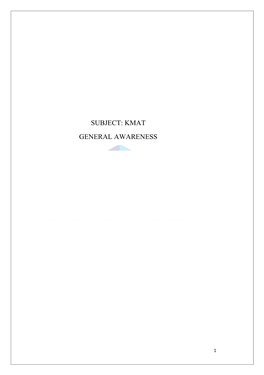 Subject: Kmat General Awareness