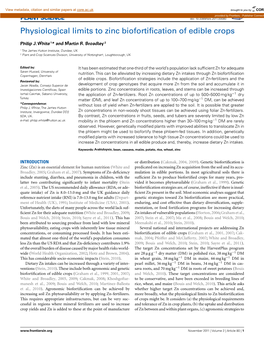 Physiological Limits to Zinc Biofortification of Edible Crops