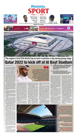 Qatar 2022 to Kick Off at Al Bayt Stadium