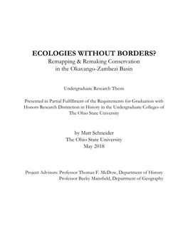 ECOLOGIES WITHOUT BORDERS? Remapping & Remaking Conservation in the Okavango-Zambezi Basin