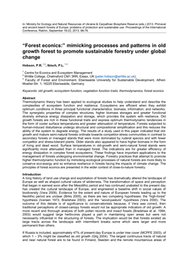 “Forest Econics:” Mimicking Processes and Patterns in Old Growth Forest to Promote Sustainable Forestry Under Global Change