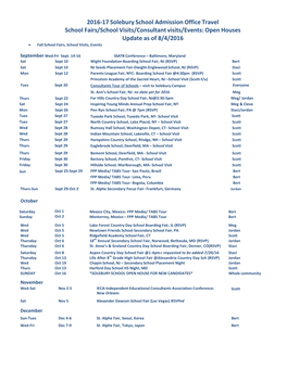 2016-17 Solebury School Admission Office Travel School Fairs/School