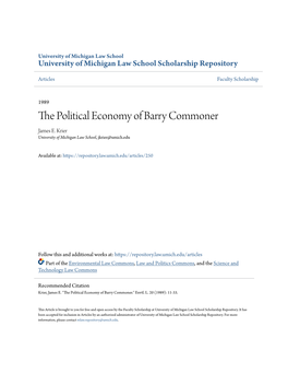 THE POLITICAL ECONOMY of BARRY COMMONER by JAMES E