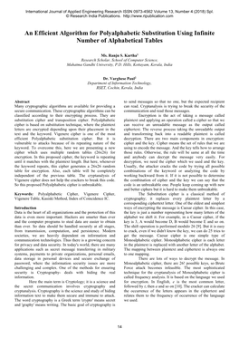 An Efficient Algorithm for Polyalphabetic Substitution Using Infinite Number of Alphabetical Tables