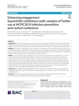 Analysis of Twitter Use at #ICPIC2019 Infection Prevention and Control Confere