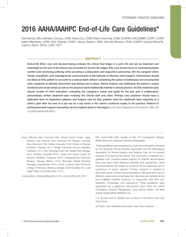 2016 AAHA/IAAHPC End-Of-Life Care Guidelines*