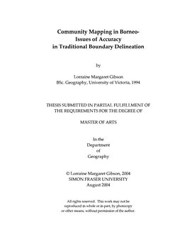 Community Mapping in Borneo- Issues of Accuracy in Traditional Boundary Delineation