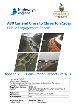 Carland Cross to Chiverton Cross Project Development Team Document EDG0769 PA PE01 APP I 03 Reference: PI Reference TBC