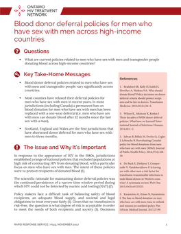 Blood Donor Deferral Policies for Men Who Have Sex with Men Across High-Income Countries