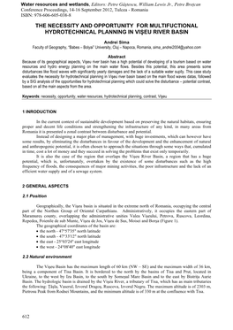 The Necessity and Opportunity for Multifuctional Hydrotechnical Planning in Vişeu River Basin