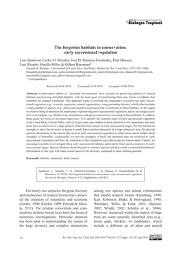 The Forgotten Habitats in Conservation: Early Successional Vegetation