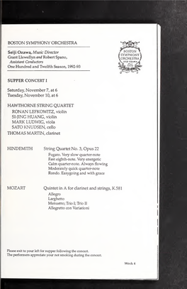 Boston Symphony Orchestra Concert Programs, Season 112, 1992-1993